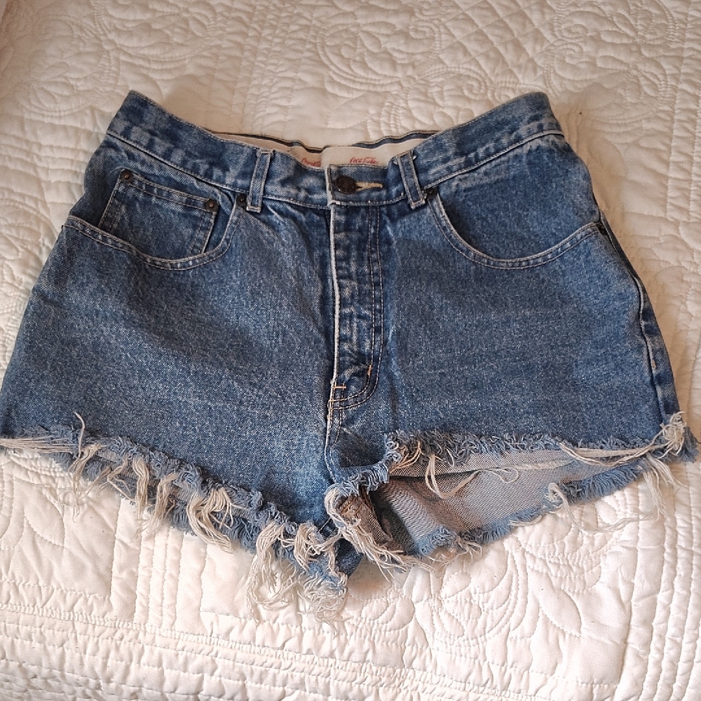 Coca Cola Blue Jean Shorts with Frayed Hem